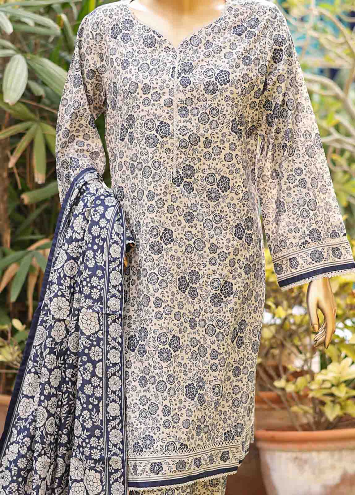 Bin Saeed Fabric - SMLF-PR-0521 - 3 Piece Printed Stitched Suit