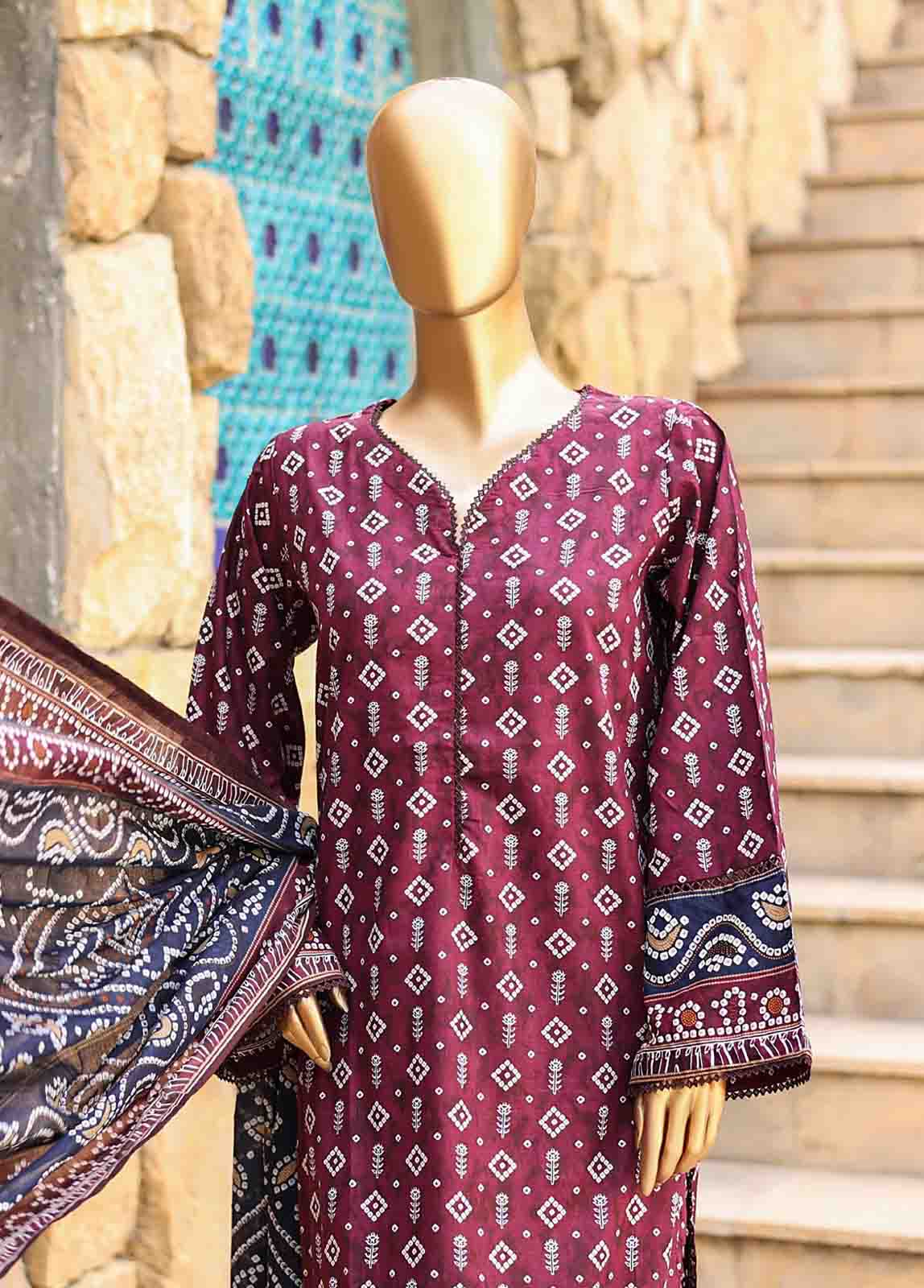 Bin Saeed Fabric - SMLF-PR-0525 - 3 Piece Printed Stitched Suit