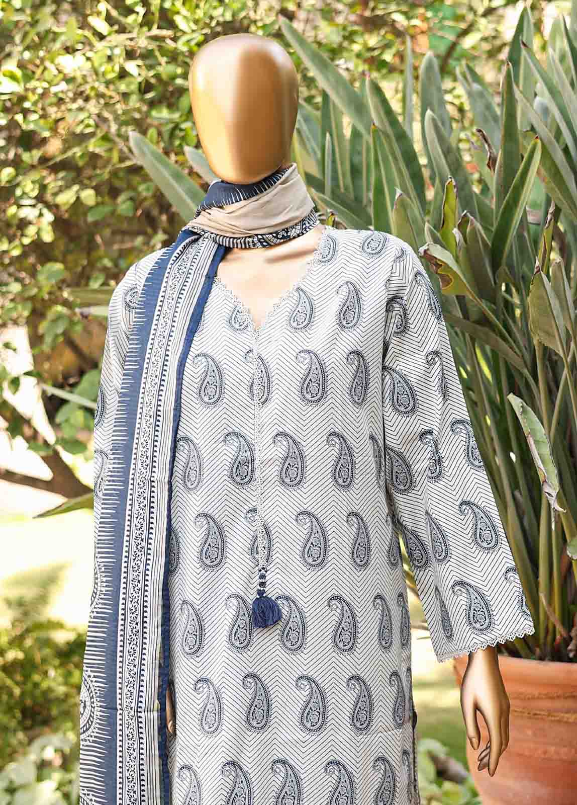 Bin Saeed Fabric - SMLF-PR-0526 - 3 Piece Printed Stitched Suit