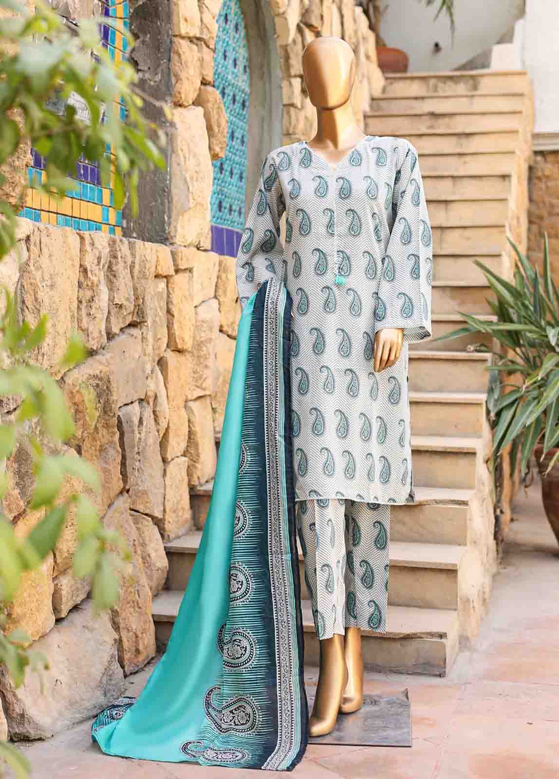 Bin Saeed Fabric - SMLF-PR-0527 - 3 Piece Printed Stitched Suit