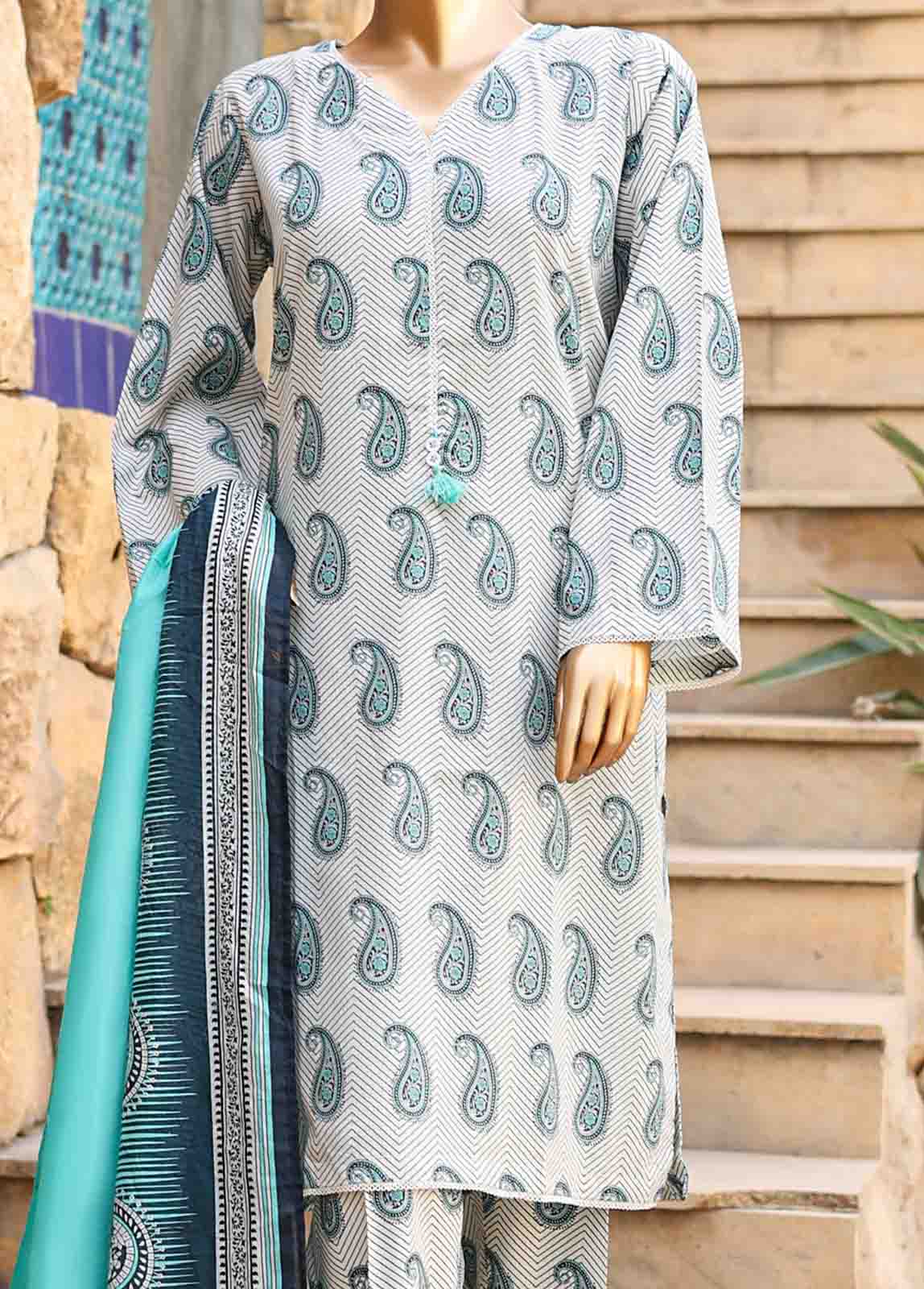 Bin Saeed Fabric - SMLF-PR-0527 - 3 Piece Printed Stitched Suit