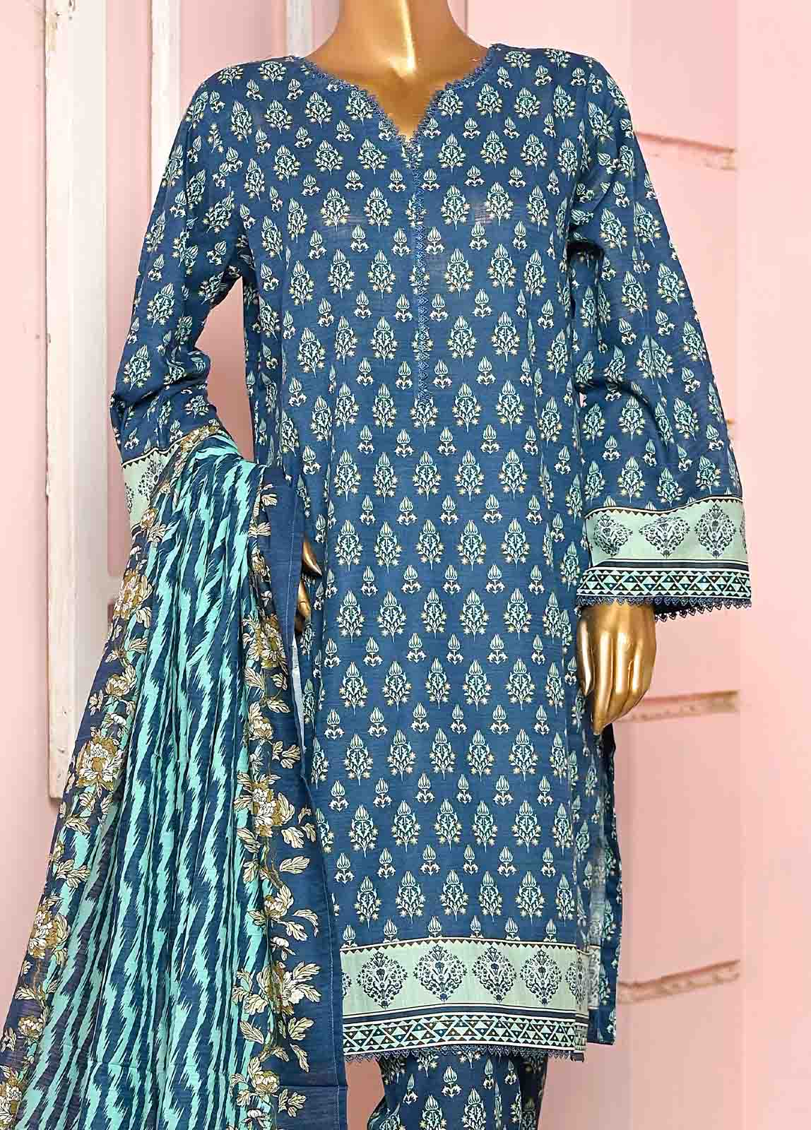 Bin Saeed Fabric - SMLF-PR-0626- 3 Piece Printed Stitched Suit