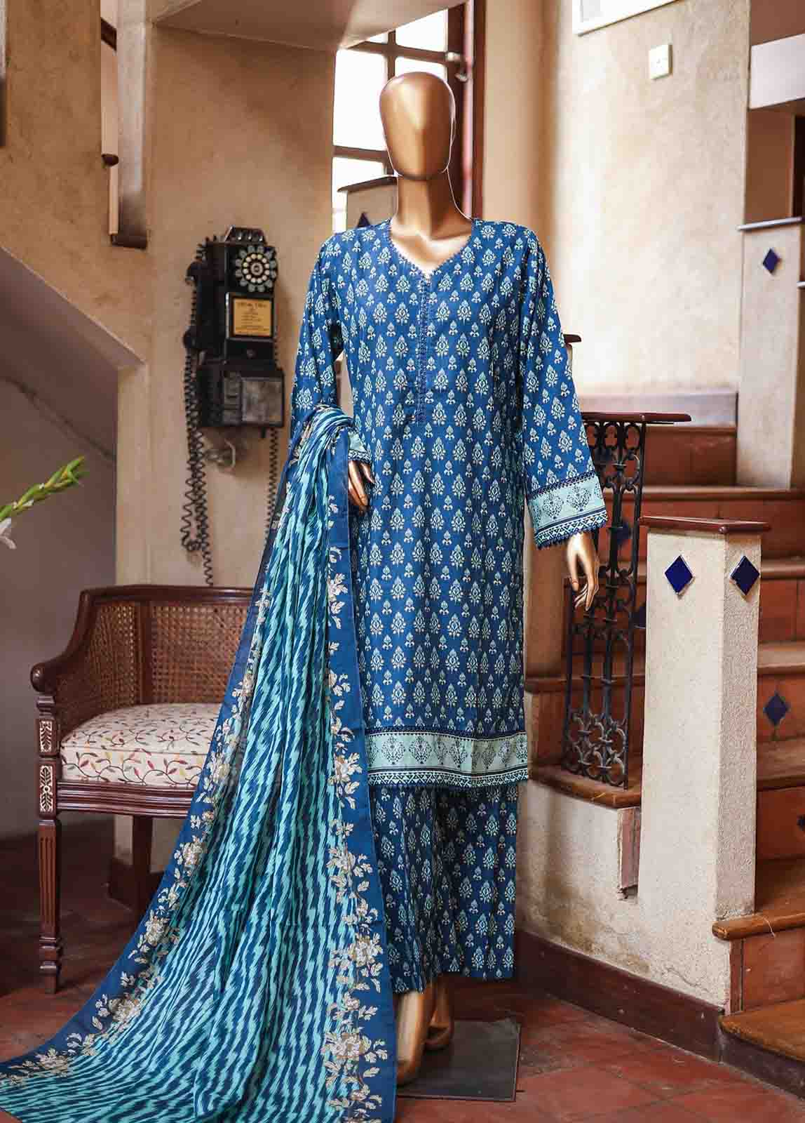 Bin Saeed Fabric - SMLF-PR-0630 - 3 Piece Printed Stitched Suit