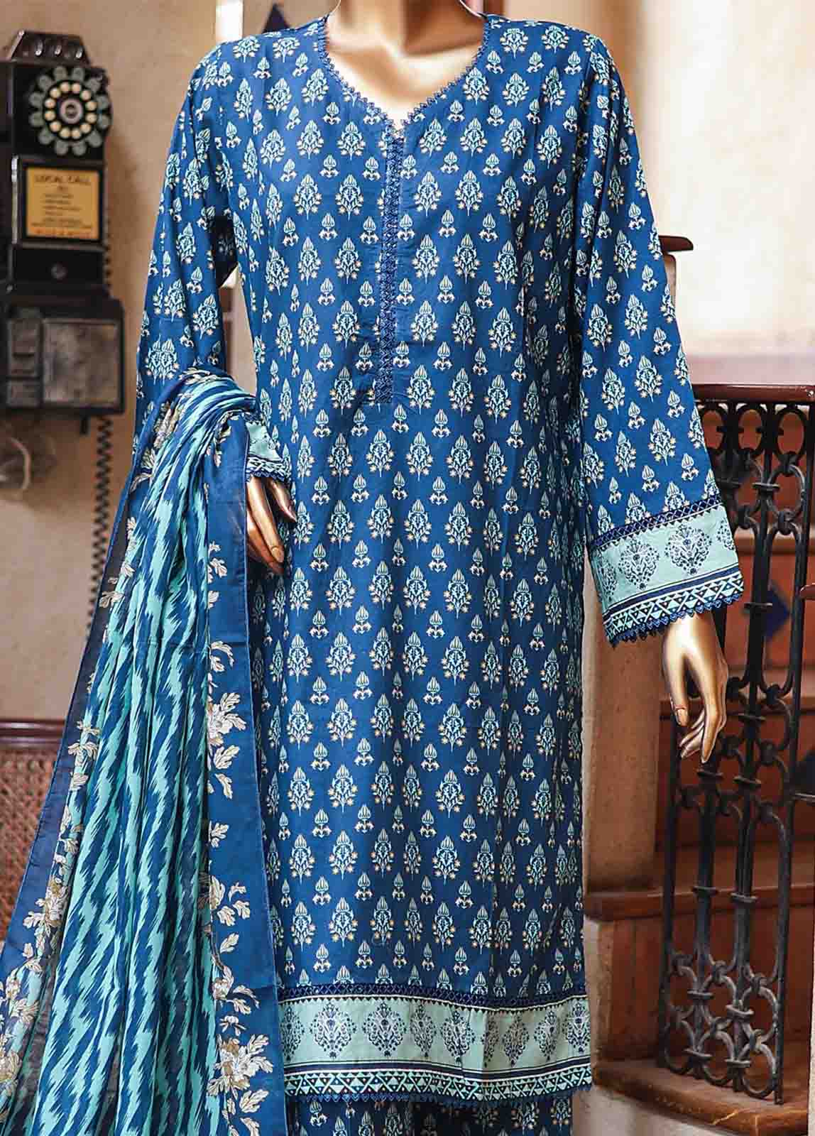 Bin Saeed Fabric - SMLF-PR-0630 - 3 Piece Printed Stitched Suit