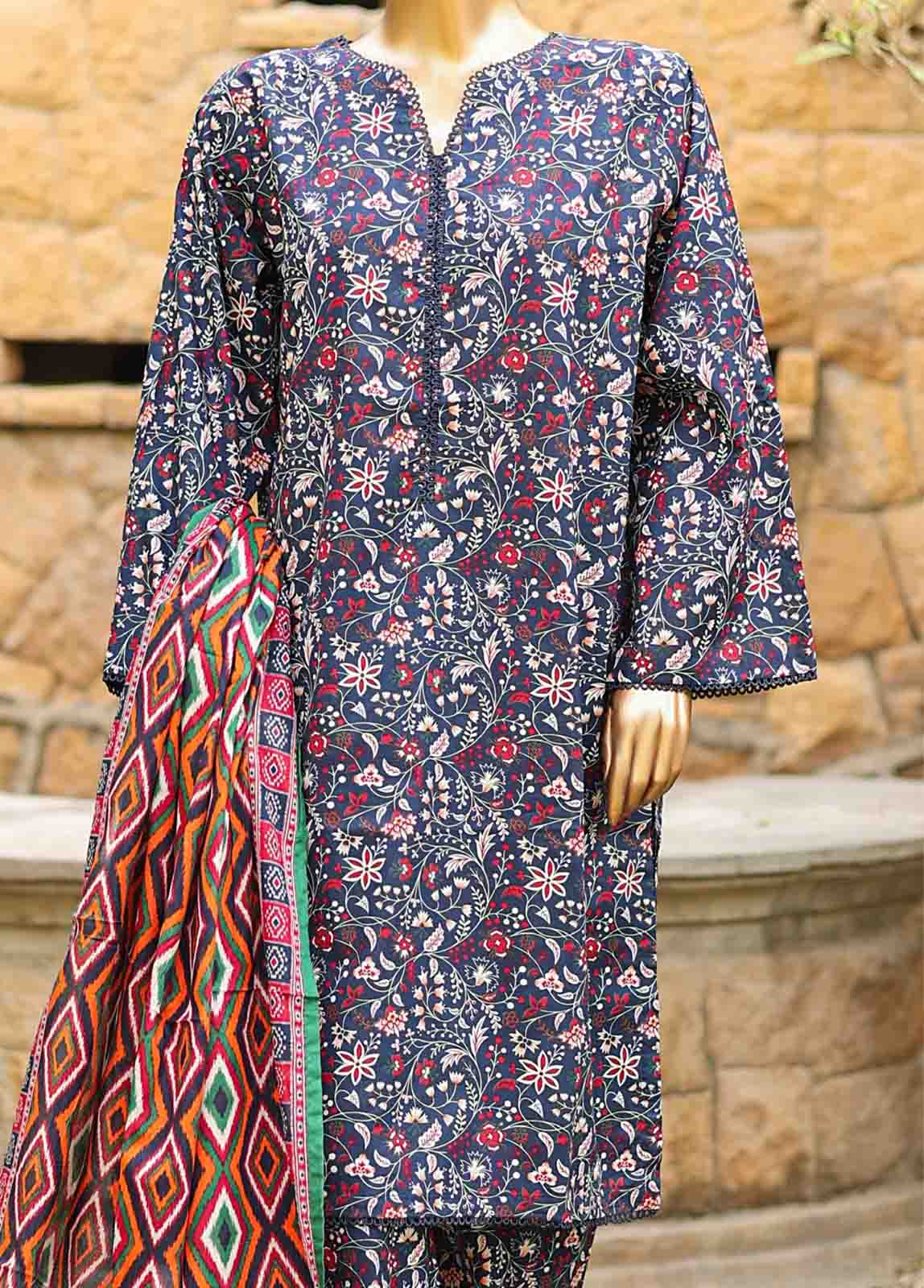 Bin Saeed Fabric - SMLF-PR-0632 - 3 Piece Printed Stitched Suit