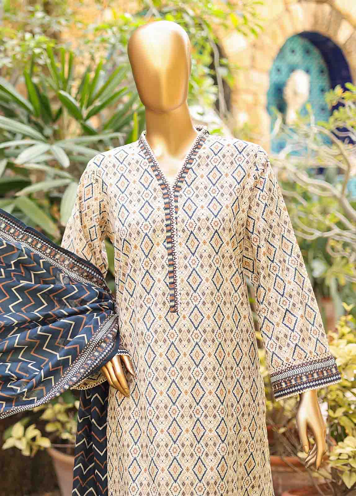 Bin Saeed Fabric - SMLF-PR-0633 - 3 Piece Printed Stitched Suit