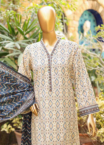 Bin Saeed Fabric - SMLF-PR-0633 - 3 Piece Printed Stitched Suit