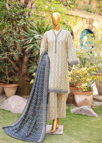 Bin Saeed Fabric - SMLF-PR-0633 - 3 Piece Printed Stitched Suit