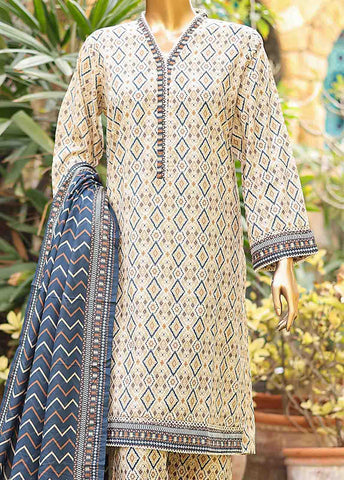Bin Saeed Fabric - SMLF-PR-0633 - 3 Piece Printed Stitched Suit