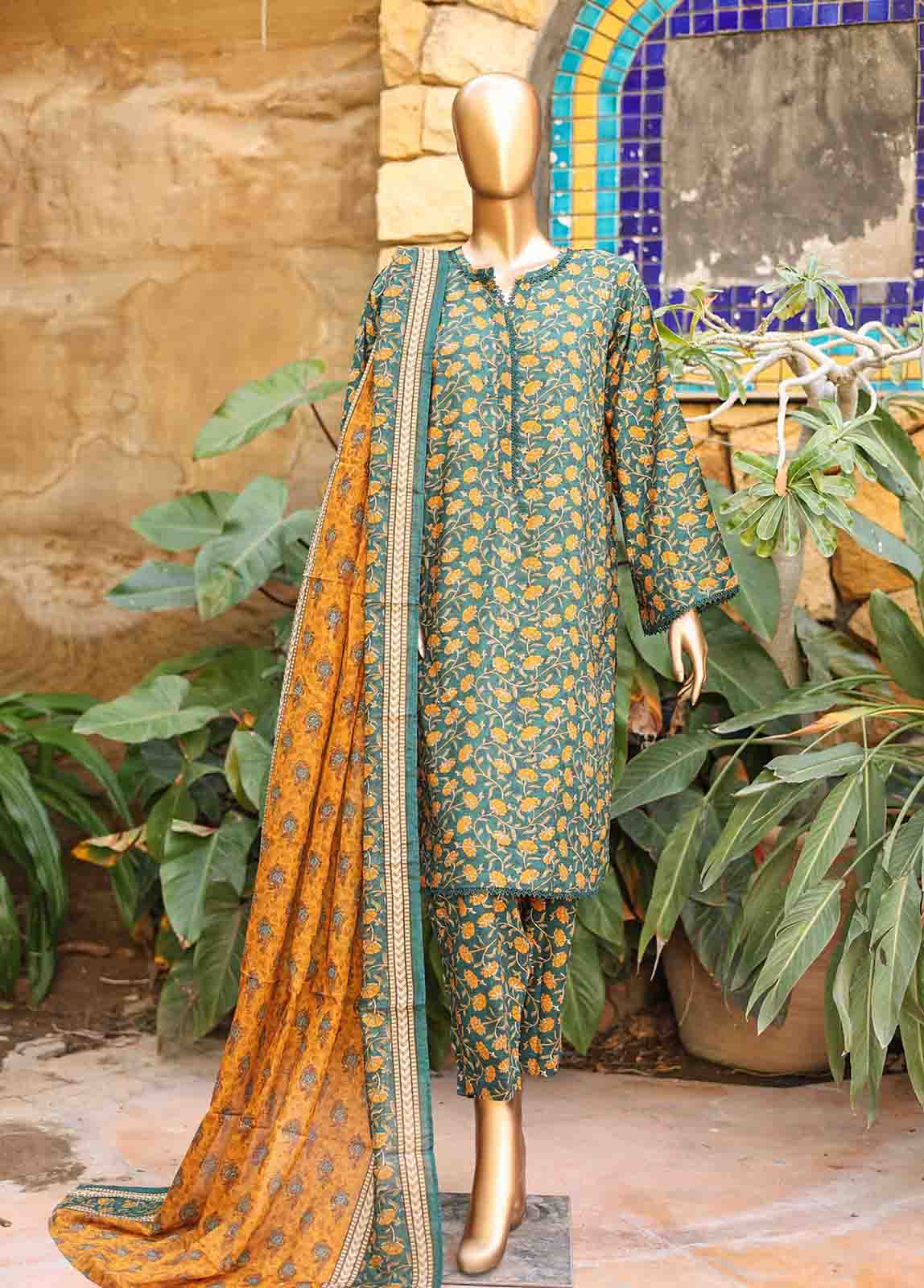 Bin Saeed Fabric - SMLF-PR-0637 - 3 Piece Printed Stitched Suit