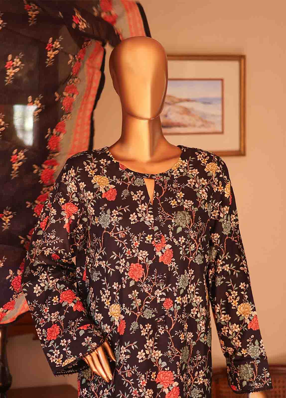 Bin Saeed Fabric - SMLF-PR-0638 - 3 Piece Printed Stitched Suit