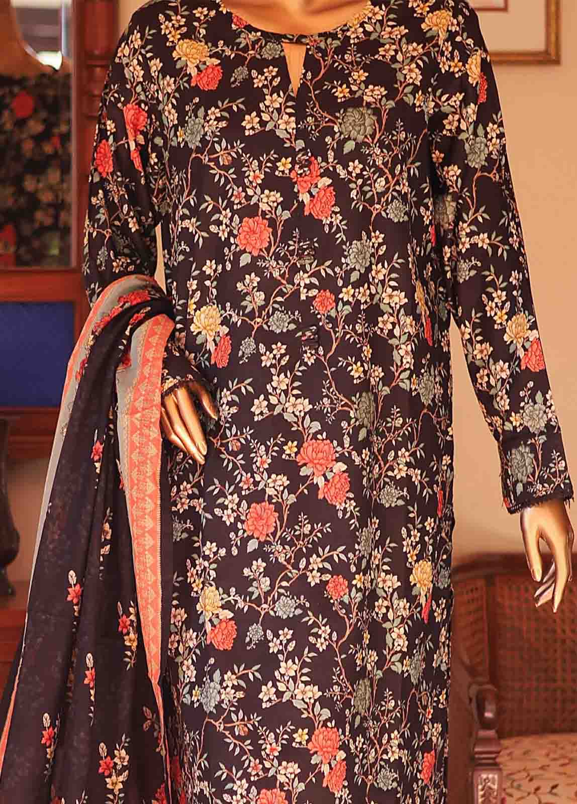 Bin Saeed Fabric - SMLF-PR-0638 - 3 Piece Printed Stitched Suit