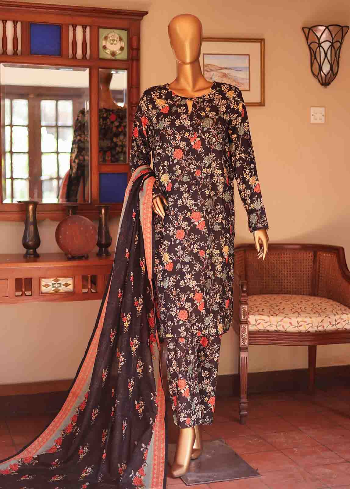 Bin Saeed Fabric - SMLF-PR-0638 - 3 Piece Printed Stitched Suit