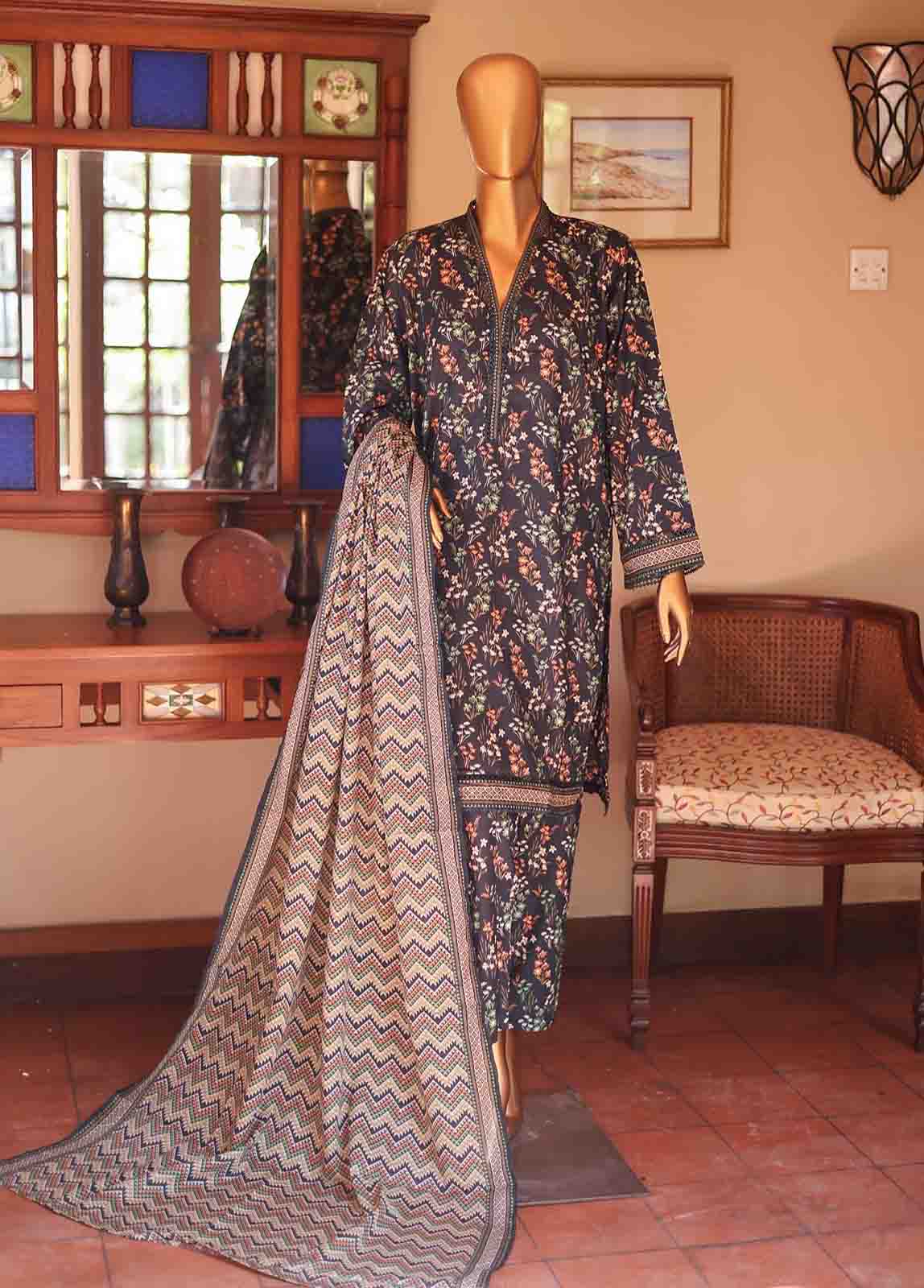 Bin Saeed Fabric - SMLF-PR-0641 - 3 Piece Printed Stitched Suit