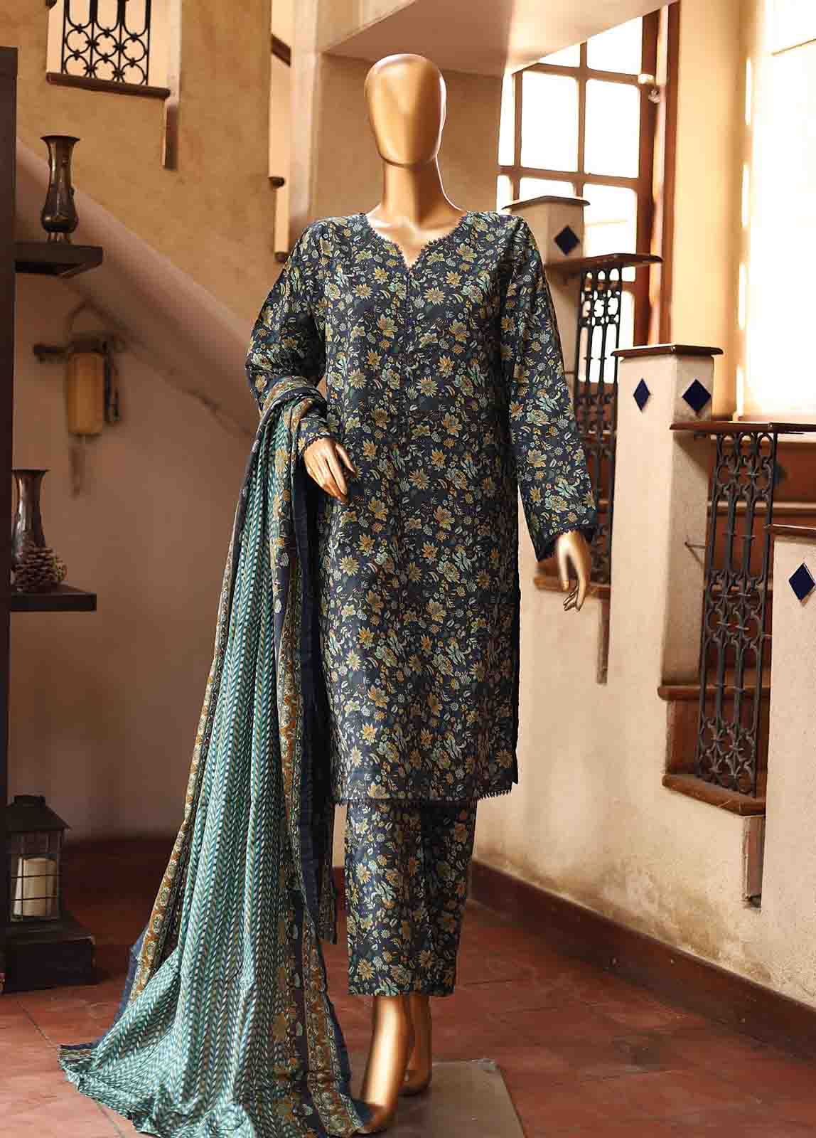 Bin Saeed Fabric - SMLF-PR-0643 - 3 Piece Printed Stitched Suit
