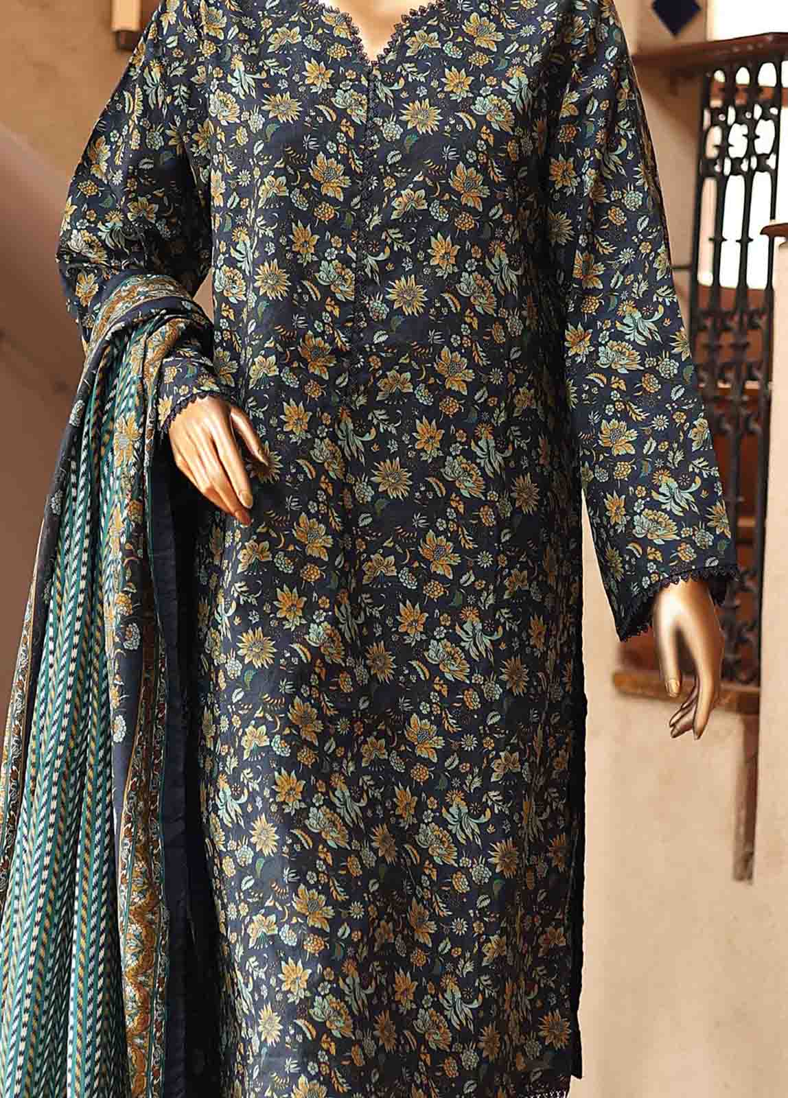 Bin Saeed Fabric - SMLF-PR-0643 - 3 Piece Printed Stitched Suit