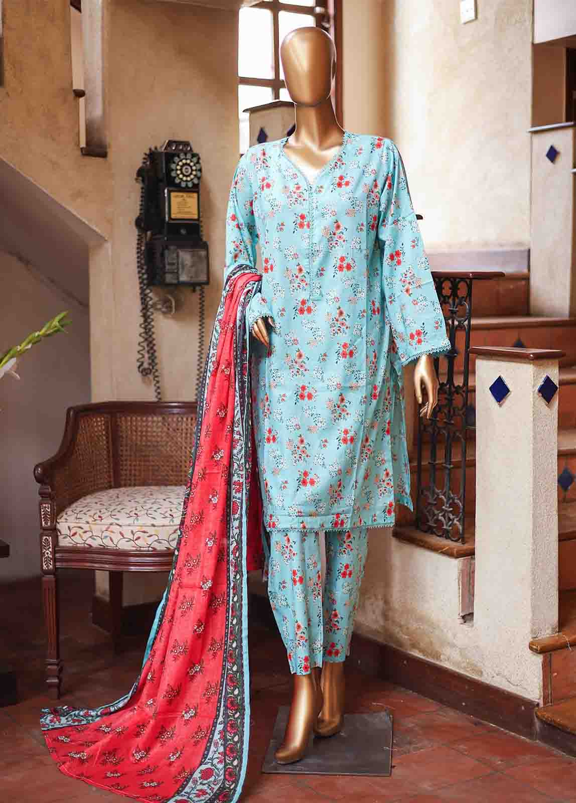 Bin Saeed Fabric - SMLF-PR-0644 - 3 Piece Printed Stitched Suit