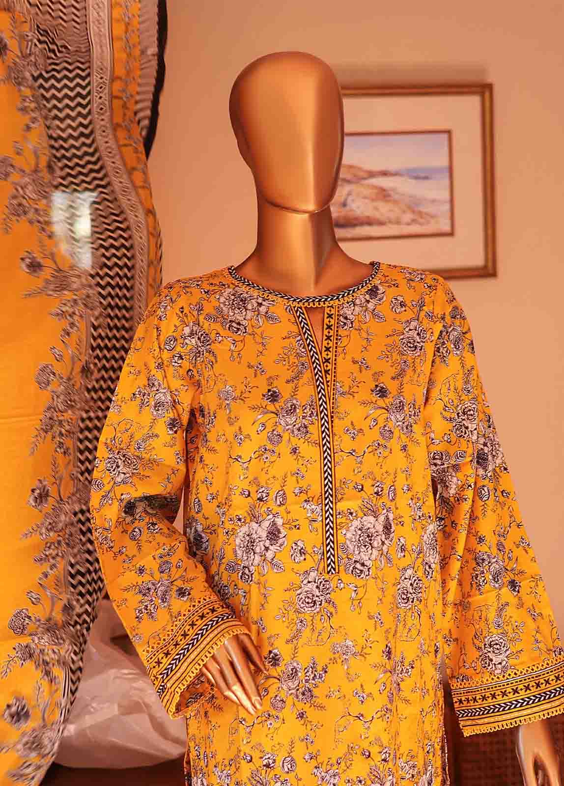 Bin Saeed Fabric - SMLF-PR-0647 - 3 Piece Printed Stitched Suit