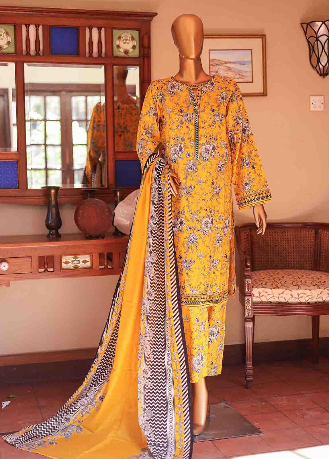 Bin Saeed Fabric - SMLF-PR-0647 - 3 Piece Printed Stitched Suit