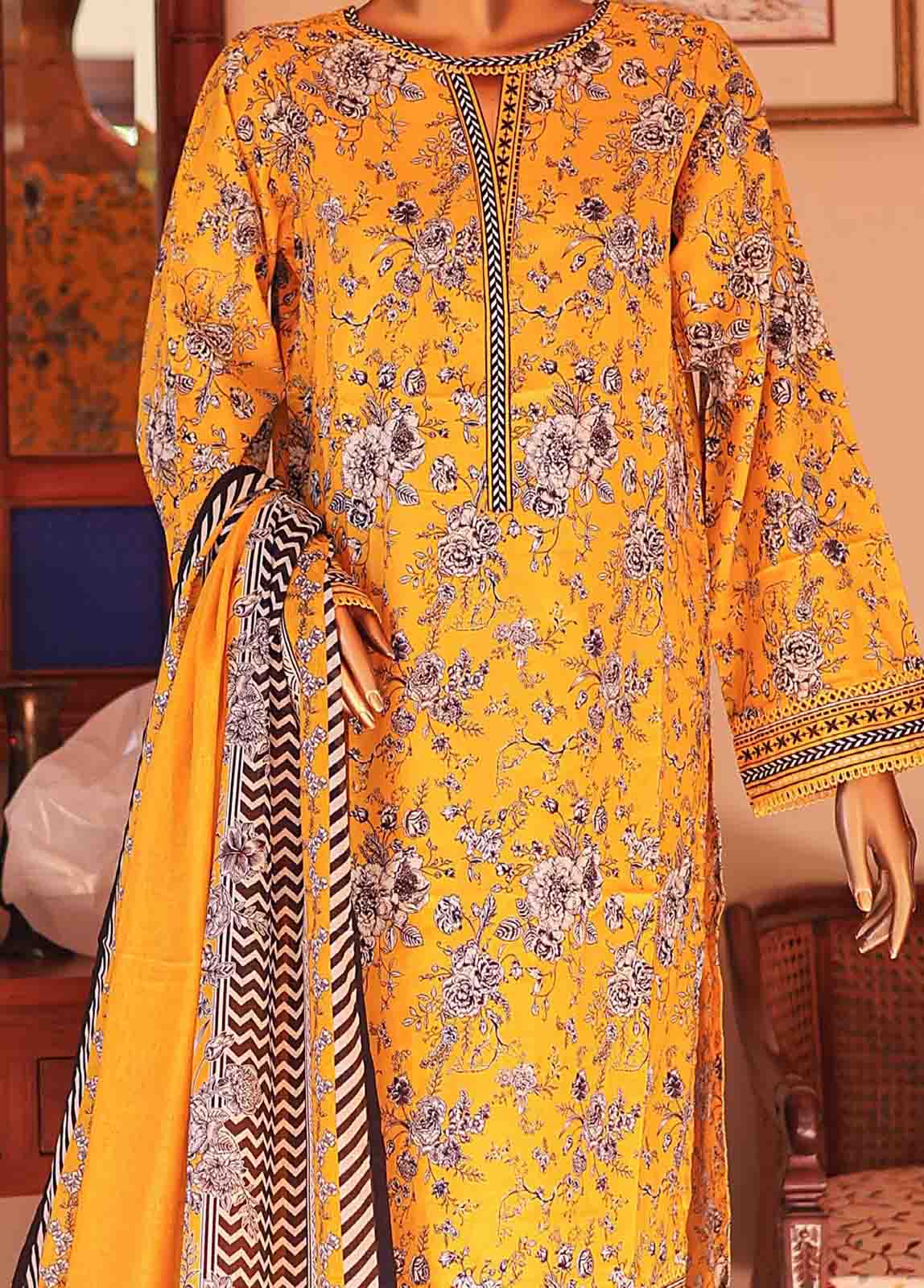 Bin Saeed Fabric - SMLF-PR-0647 - 3 Piece Printed Stitched Suit