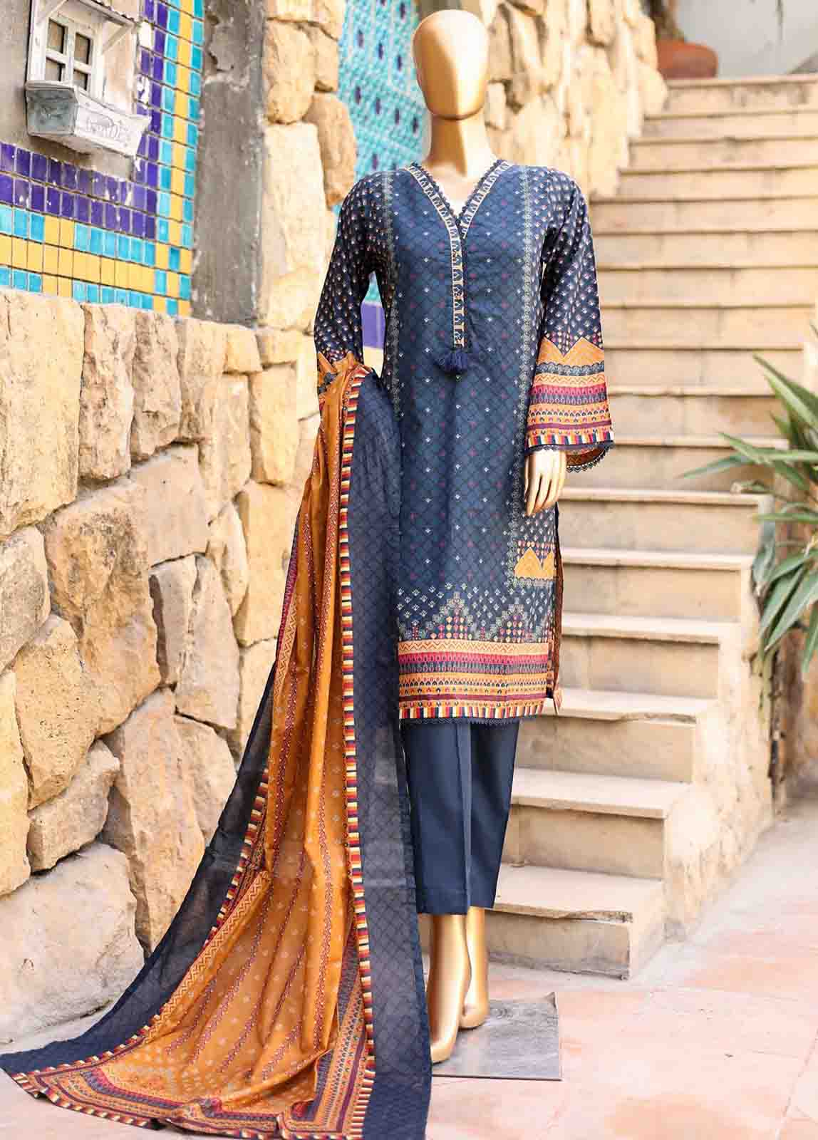 Bin Saeed Fabric - SMLF-PR-0650 - 3 Piece Printed Stitched Suit