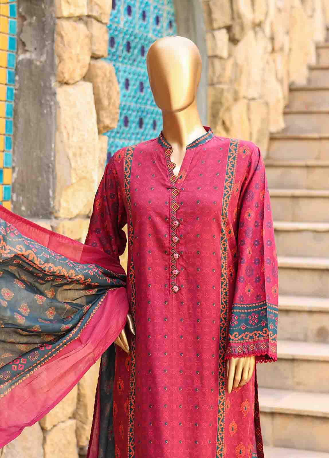 Bin Saeed Fabric - SMLF-PR-0652 - 3 Piece Printed Stitched Suit