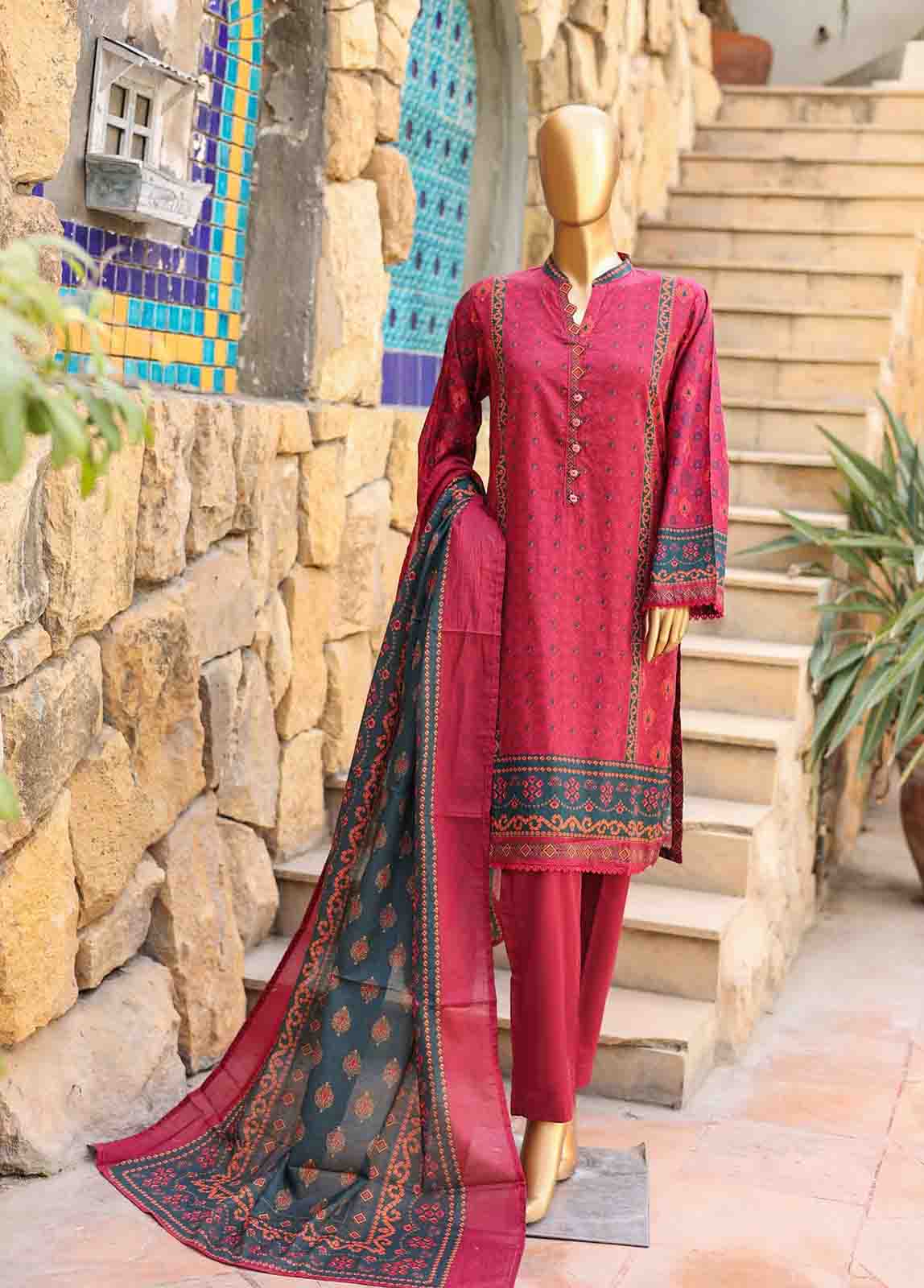 Bin Saeed Fabric - SMLF-PR-0652 - 3 Piece Printed Stitched Suit