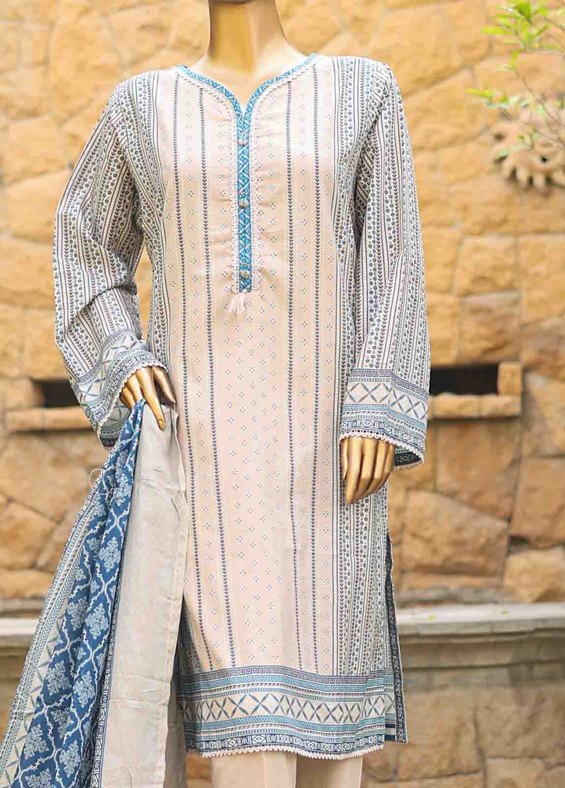 Bin Saeed Fabric - SMLF-PR-0655 - 3 Piece Printed Stitched Suit