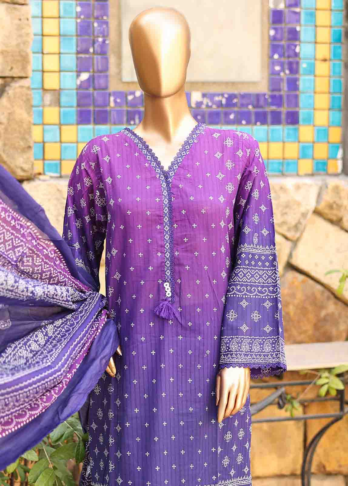 Bin Saeed Fabric - SMLF-PR-0656 - 3 Piece Printed Stitched Suit