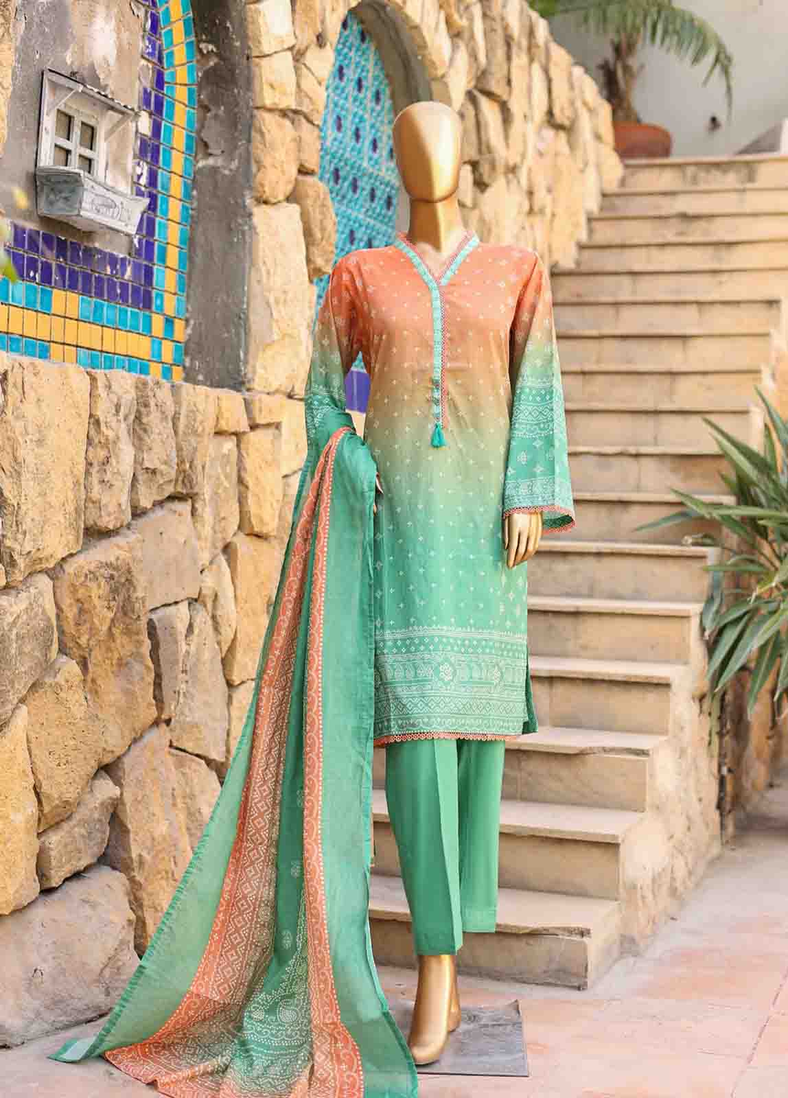 Bin Saeed Fabric - SMLF-PR-0659- 3 Piece Printed Stitched Suit