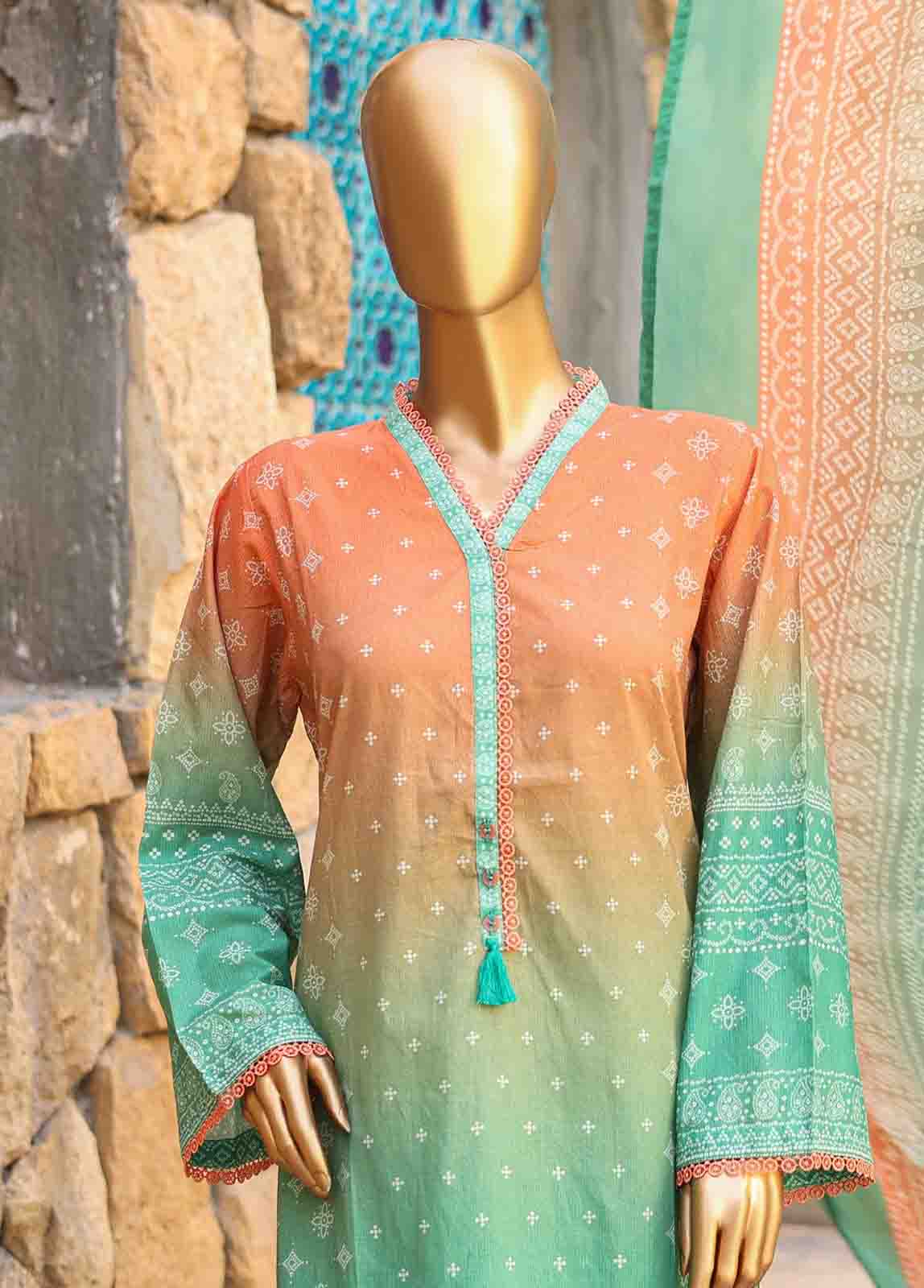 Bin Saeed Fabric - SMLF-PR-0659- 3 Piece Printed Stitched Suit