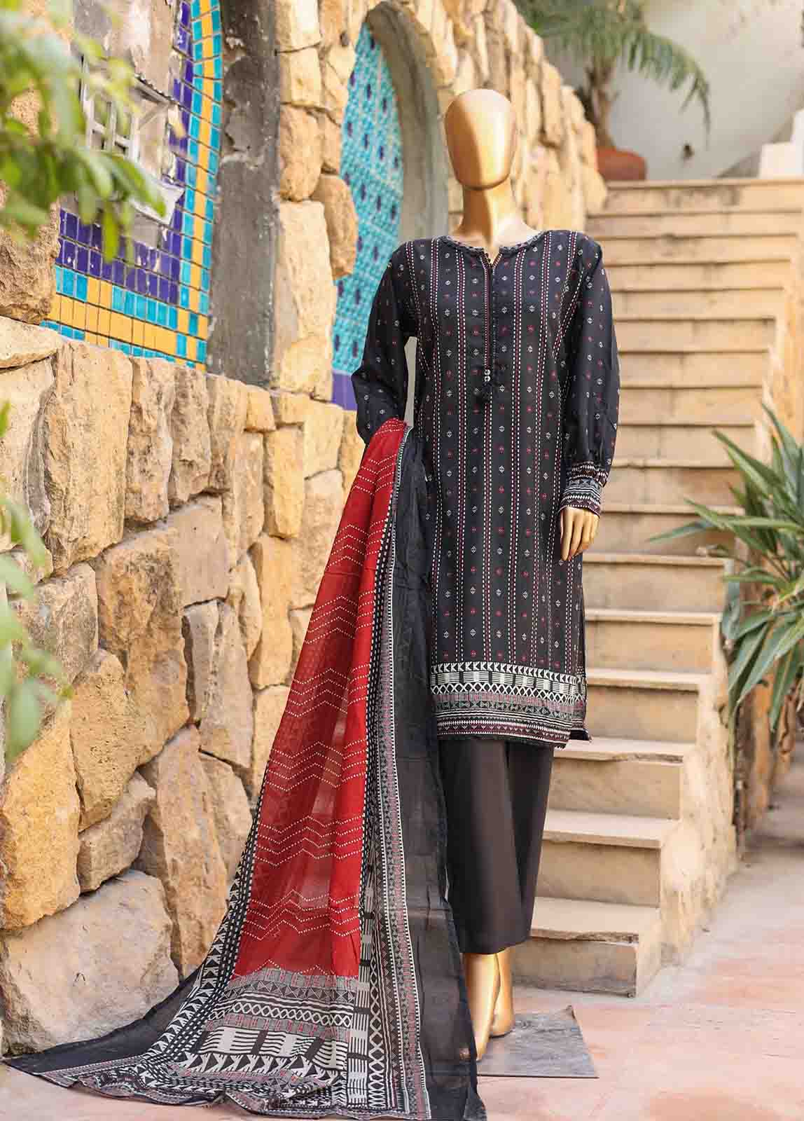 Bin Saeed Fabric - SMLF-PR-0660 - 3 Piece Printed Stitched Suit