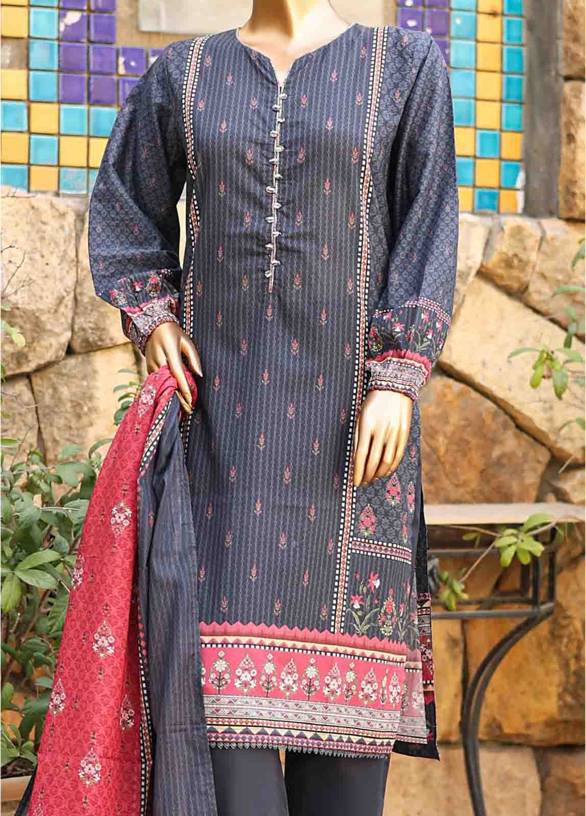Bin Saeed Fabric - SMLF-PR-0663 - 3 Piece Printed Stitched Suit