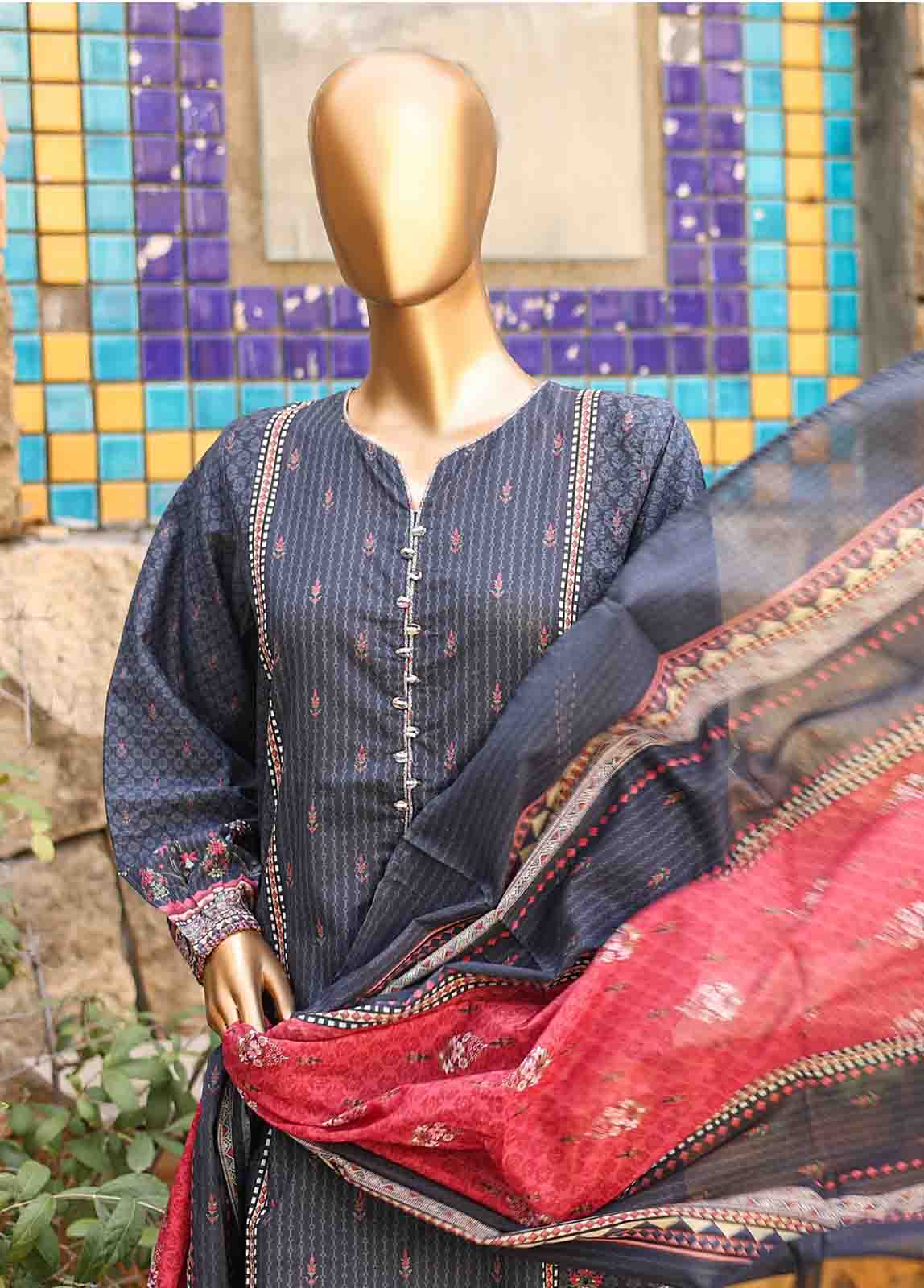 Bin Saeed Fabric - SMLF-PR-0663 - 3 Piece Printed Stitched Suit