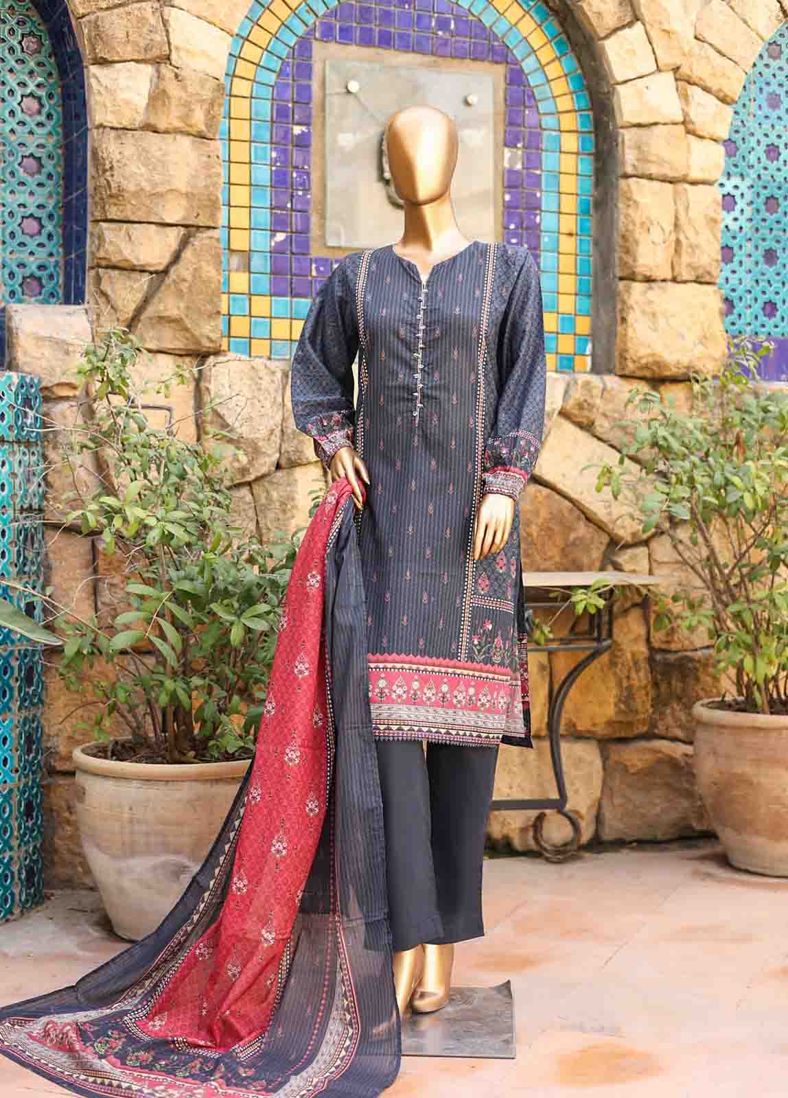 Bin Saeed Fabric - SMLF-PR-0663 - 3 Piece Printed Stitched Suit