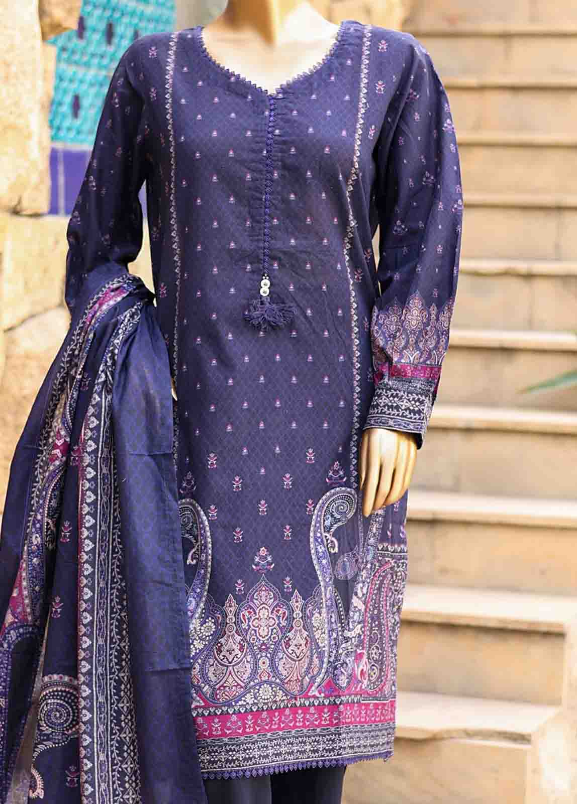 Bin Saeed Fabric - SMLF-PR-0667- 3 Piece Printed Stitched Suit