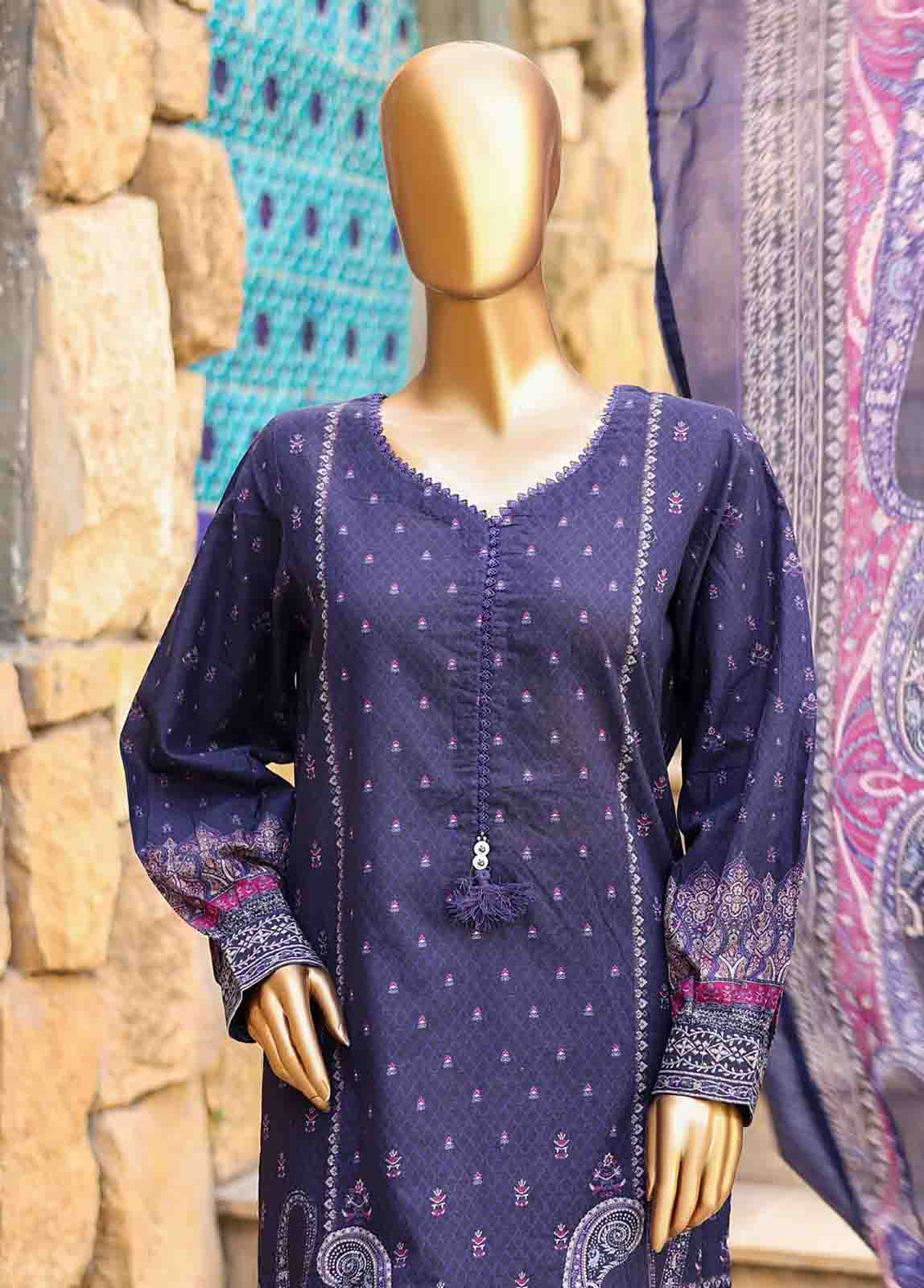 Bin Saeed Fabric - SMLF-PR-0667- 3 Piece Printed Stitched Suit