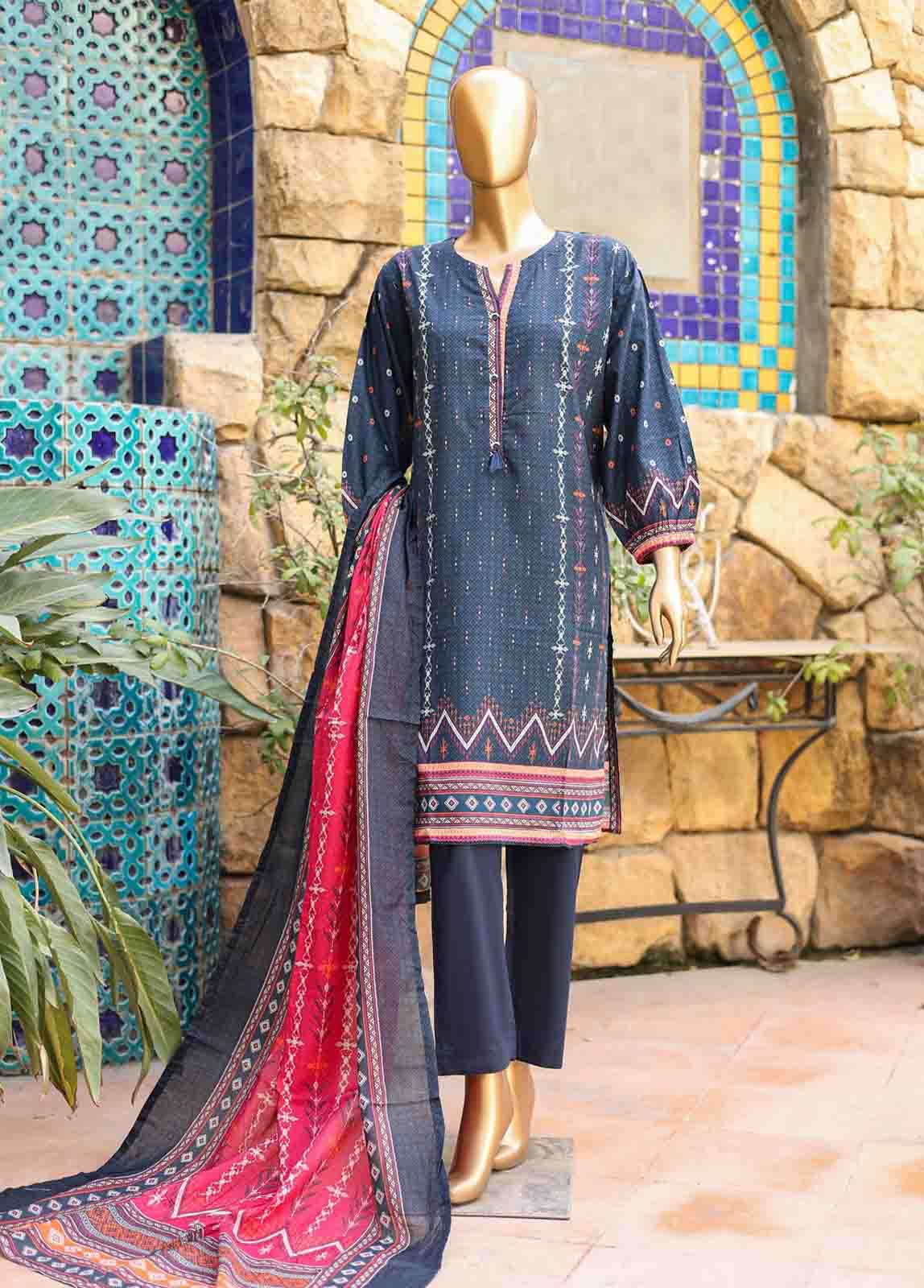 Bin Saeed Fabric - SMLF-PR-0669 - 3 Piece Printed Stitched Suit