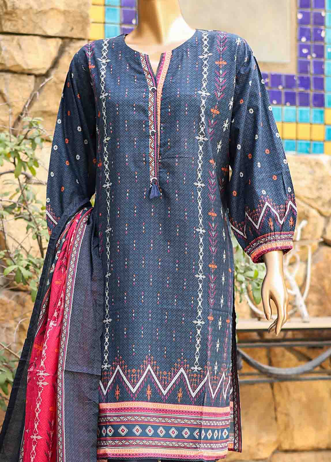 Bin Saeed Fabric - SMLF-PR-0669 - 3 Piece Printed Stitched Suit