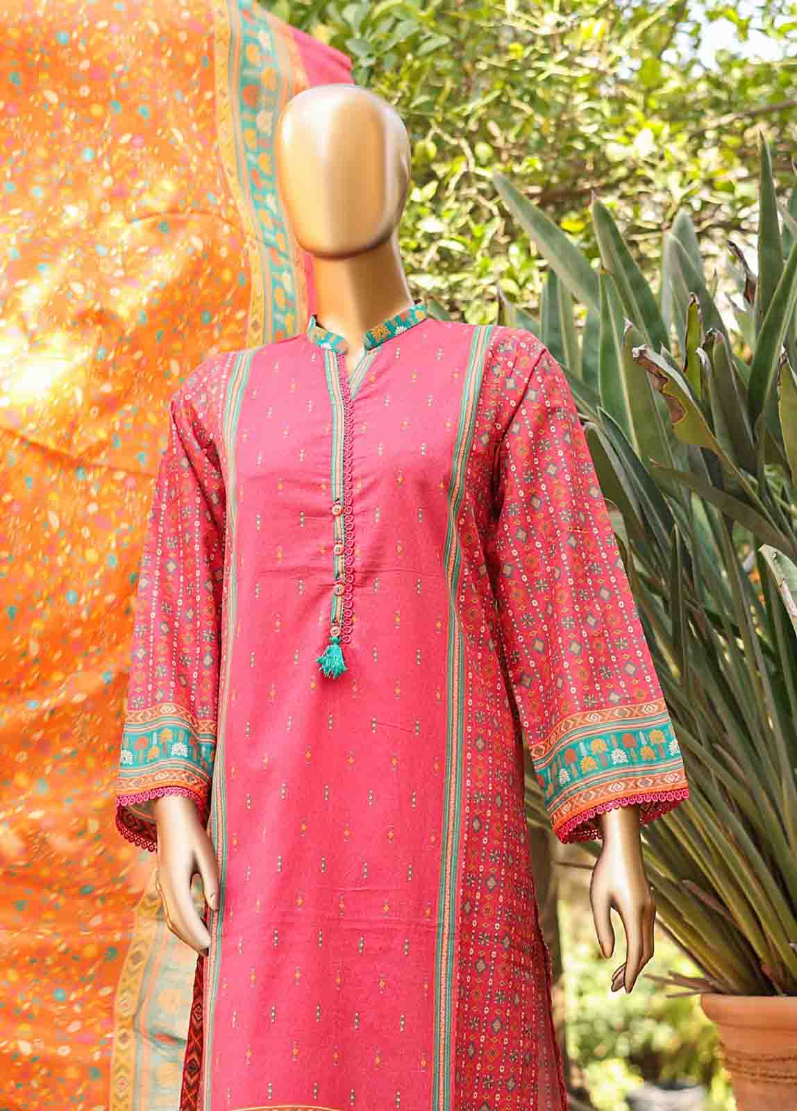 Bin Saeed Fabric - SMLF-PR-0670 - 3 Piece Printed Stitched Suit