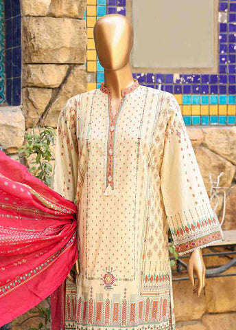 Bin Saeed Fabric - SMLF-PR-0673- 3 Piece Printed Stitched Suit