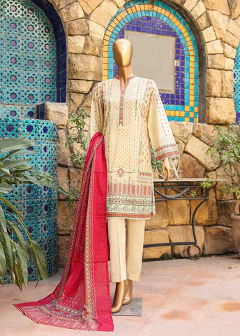 Bin Saeed Fabric - SMLF-PR-0673- 3 Piece Printed Stitched Suit