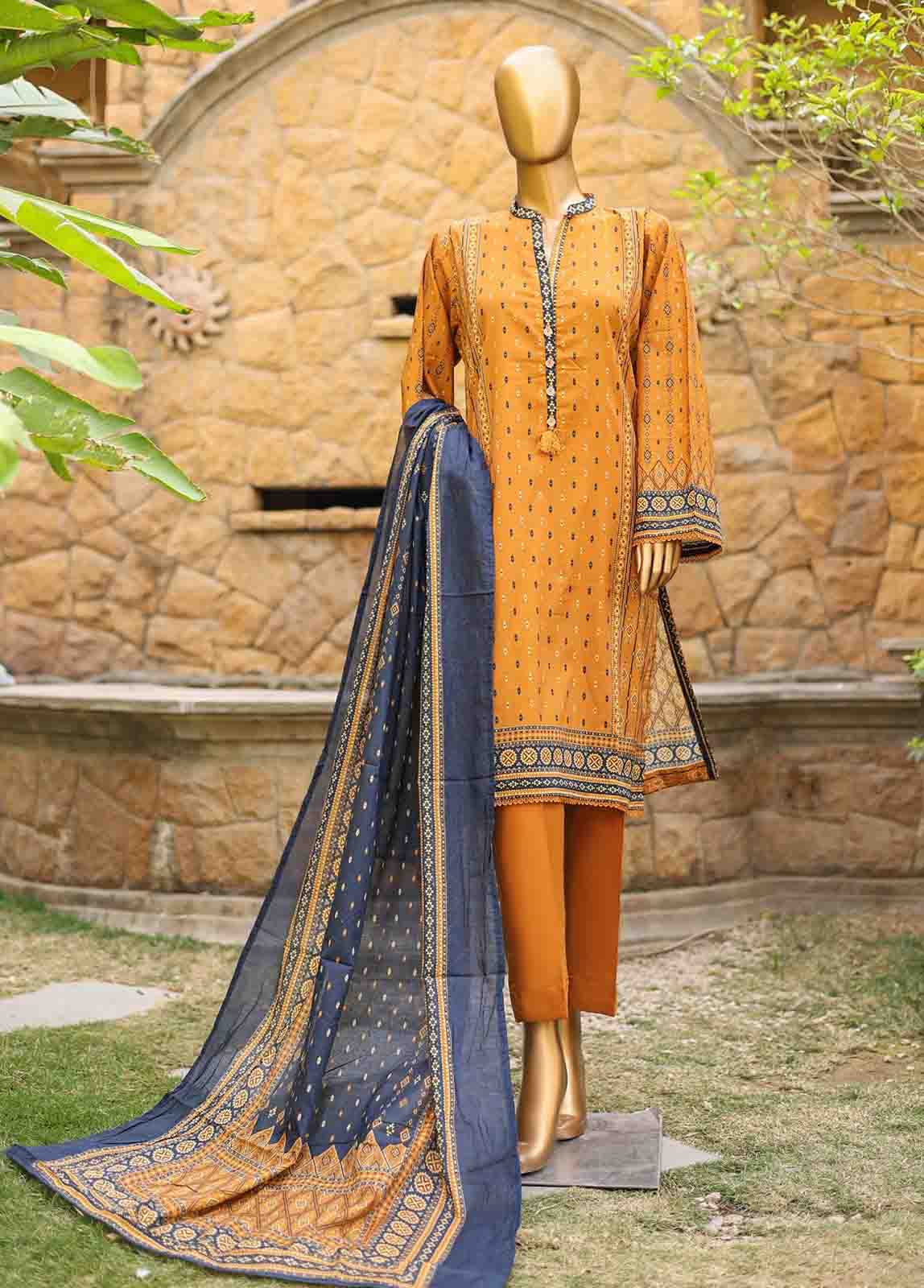 Bin Saeed Fabric - SMLF-PR-0676 - 3 Piece Printed Stitched Suit