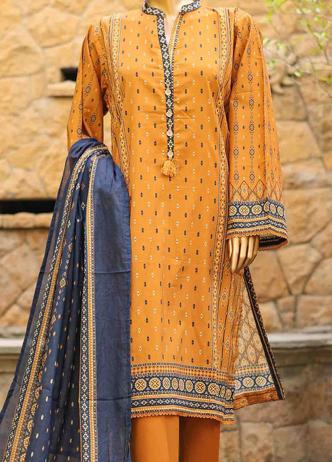 Bin Saeed Fabric - SMLF-PR-0676 - 3 Piece Printed Stitched Suit