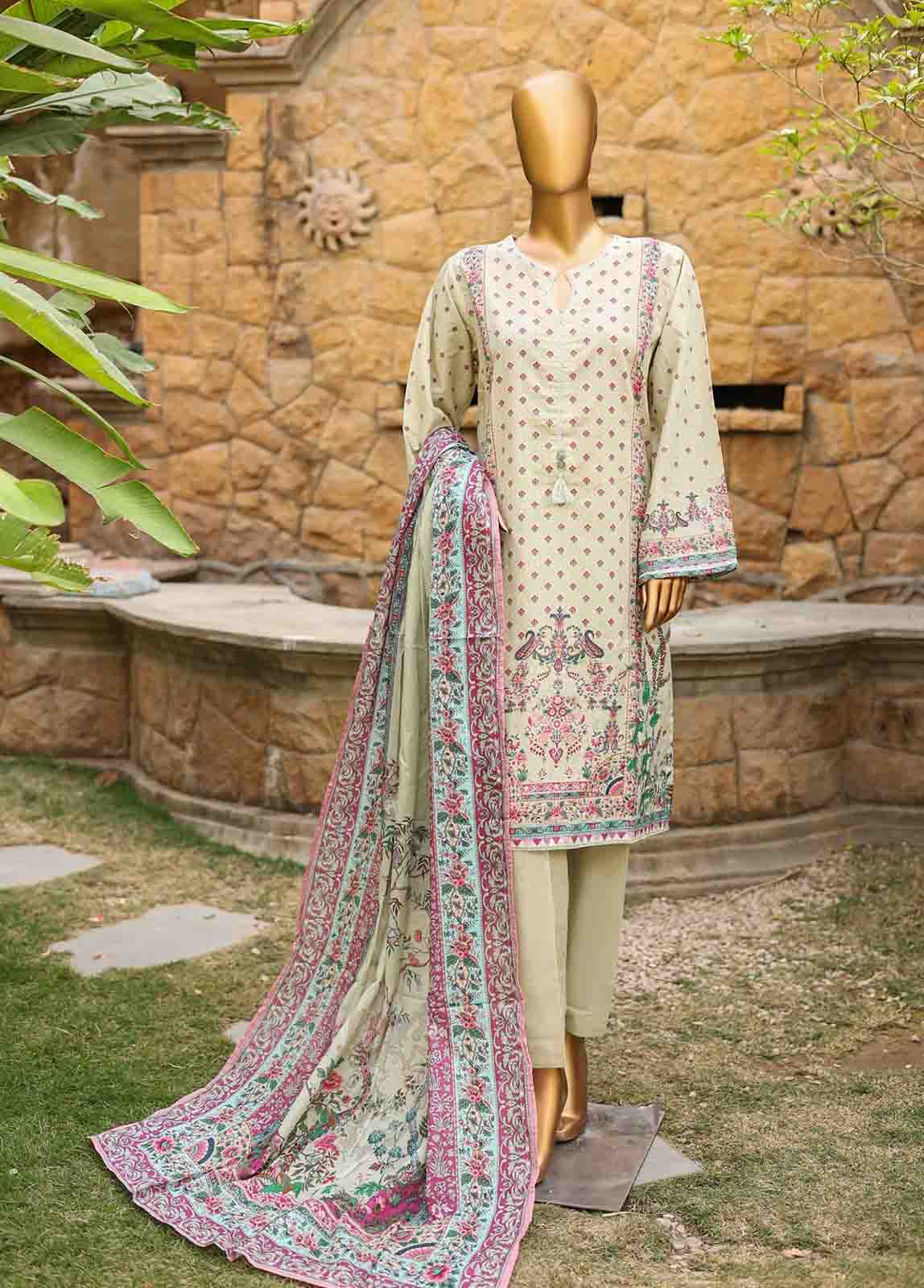 Bin Saeed Fabric - SMLF-PR-0678 - 3 Piece Printed Stitched Suit