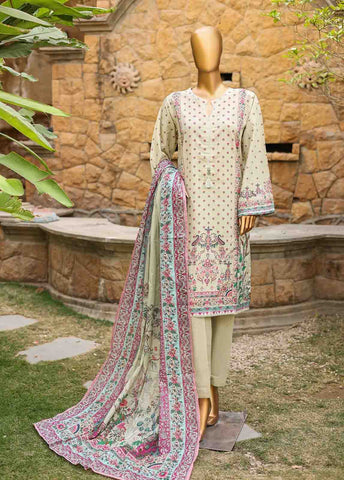 Bin Saeed Fabric - SMLF-PR-0678 - 3 Piece Printed Stitched Suit