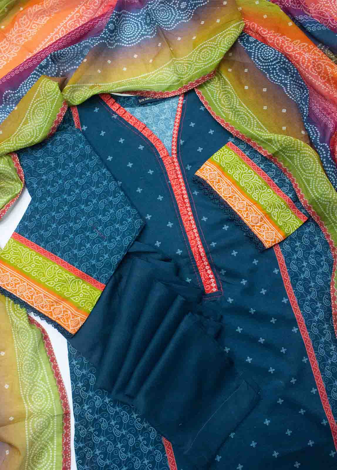 Bin Saeed Fabric - SMLF-PR-0681- 3 Piece Printed Stitched Suit