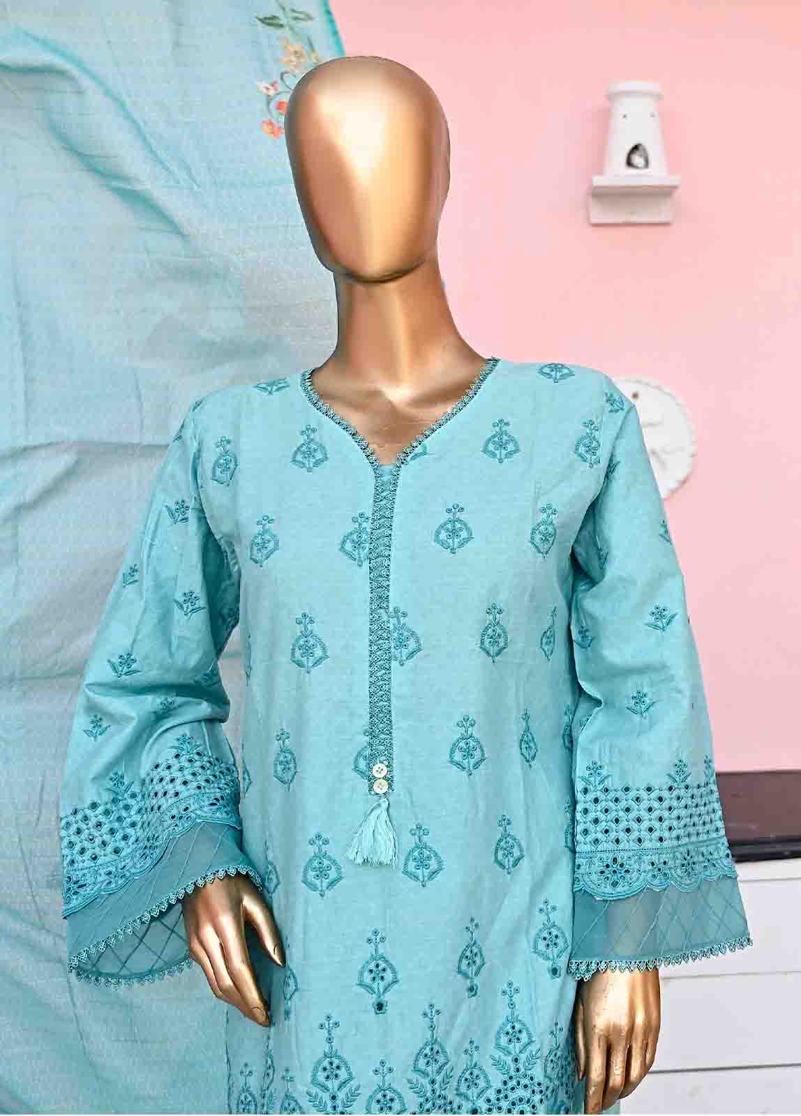 Bin Saeed Fabric - SMLF-ck-373-3 Piece Chikankari Stitched Suit