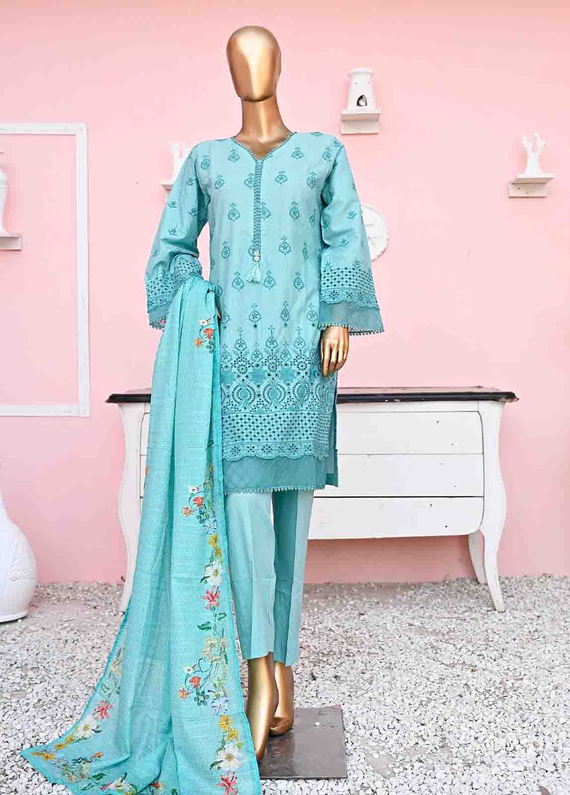Bin Saeed Fabric - SMLF-ck-373-3 Piece Chikankari Stitched Suit