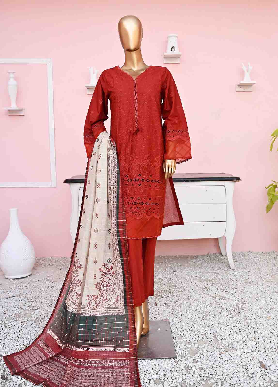 Bin Saeed Fabric - SMLF-ck-381-3 Piece Chikankari Stitched Suit